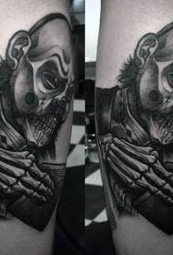 Modello di tatuaggio scheletro uomo nero stile grigio nero di vitello