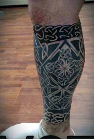 Calf black celtic style various knot tattoo pattern