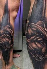Shank κλασικό στυλ απεικόνισης μαύρο μοτίβο τατουάζ πάνθηρα