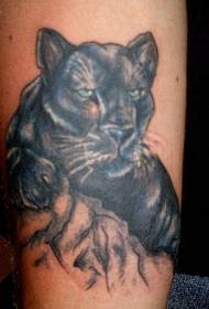 Negre patró de tatuatge de cama verda de lleopard negre
