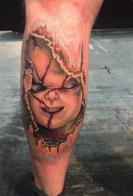 Patrón de tatuaje de cara de bebé de color de horror de ternero