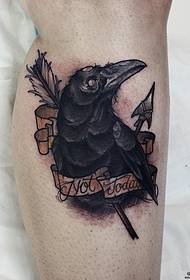 Calf arrow stab crow old school tattoo pattern