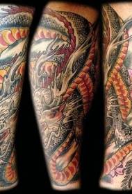 Japonské maľované tetovanie draka a čerešne