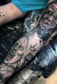 Shank skräckfilm stil svartvitt olika monster tatuering mönster
