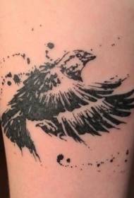 Modello di tatuaggio uccello nero inchiostro di vitello splash
