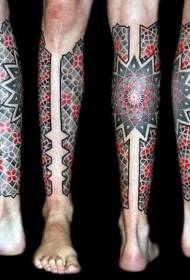 Beautiful painted ancient decorative tattoo pattern on calf
