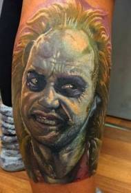 Leg color horror style evil monster portrait tattoo pattern