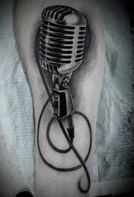Calf very realistic microphone tattoo pattern
