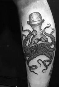 Kalv svart grå rolig gentleman bläckfisk tatuering mönster