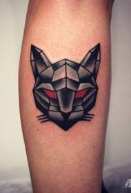 Calf geometric devil cat tattoo pattern