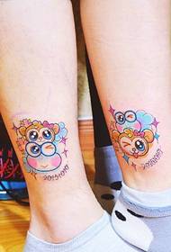 Colourful calf cartoon couple tattoo pictures