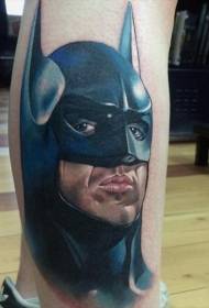 Kalf realistiese kleur Batman portret tattoo patroon