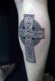 Calf classic celtic cross tattoo pattern
