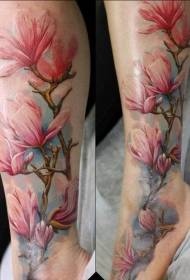 Calf beautiful natural flower color tattoo pattern