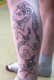 Calf simplí líne dhubh patrún créatúr Fantasy tattoo