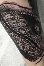 Calf old school black dinosaur tattoo pattern