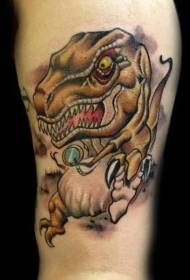 Funny cartoon dinosaur tattoo pattern