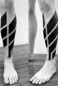 Просты чорны геаметрычны дэкаратыўны ўзор татуіроўкі ног