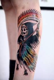Patrón de tatuaje de muerte colorida de ternero