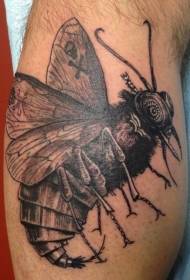 Calf carving style mechanical bee tattoo pattern