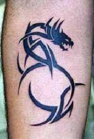 Black tribal dragon shank tattoo pattern