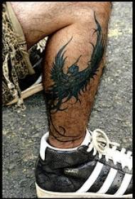 Big-winged bird tattoo pattern flying on calf