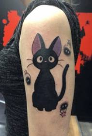 Big arm tattoo illustration cute cat tattoo picture on girl's arm