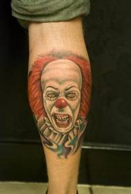 a scary red hair clown portrait shank tattoo pattern