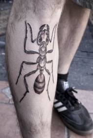 Calf personality ant tattoo pattern
