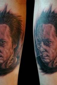 Creepy man portrait tattoo pattern