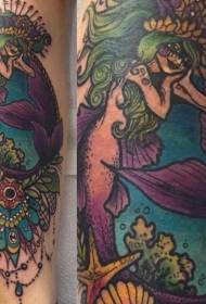 School painted mermaid tattoo pattern