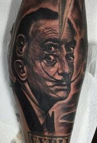 Realistic black and white style mysterious four-eyed man portrait tattoo pattern