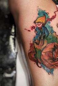 Теля мультфільм хлопчик і лисиця намальовані татуювання візерунок