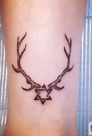 Calf simple antler six-pointed star tattoo