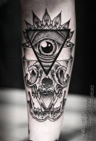 Tele trojúhelník oči a lebka tetování vzor