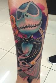 Calf multicolored monster gentleman tattoo pattern