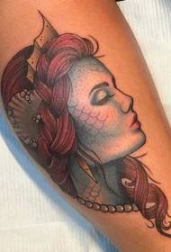 Shank mermaid queen color tattoo pattern