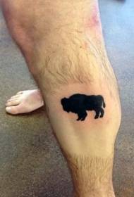 Calf black bull silhouette tattoo pattern