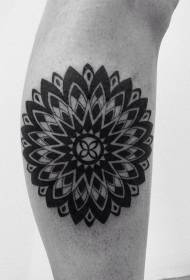 Calf simple black vanilla flower decorative tattoo pattern