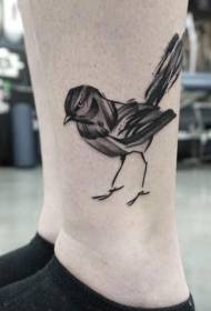 Buzağı siyah gri kuş dövme deseni