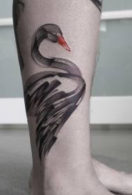 Calf medium color beautiful swan tattoo pattern