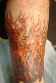 Classic flame tattoo pattern on the leg