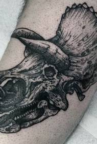 Modello di tatuaggio teschio di dinosauro eccentrico stile incisione nera