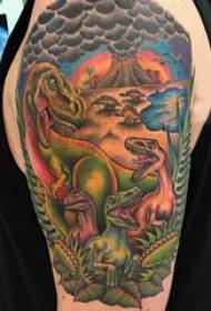 Tattoo-s-tattoo German German, гардаи калон дар тасвири олами рангини дунёи рангини динозавр