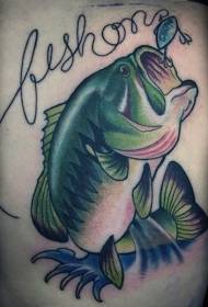 Painted big fish eat small fish letter tattoo pattern