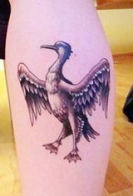 Shank duck with beautiful wings tattoo pattern
