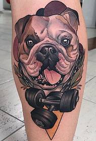 Anjing sakola anjing sareng corak tato dumbbell