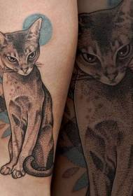 Leg pricking cute kitten tattoo pattern