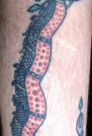 Snake tattoo pattern with long colored legs
