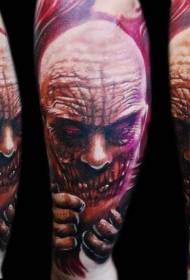 Color horror style OD demon face tattoo pattern